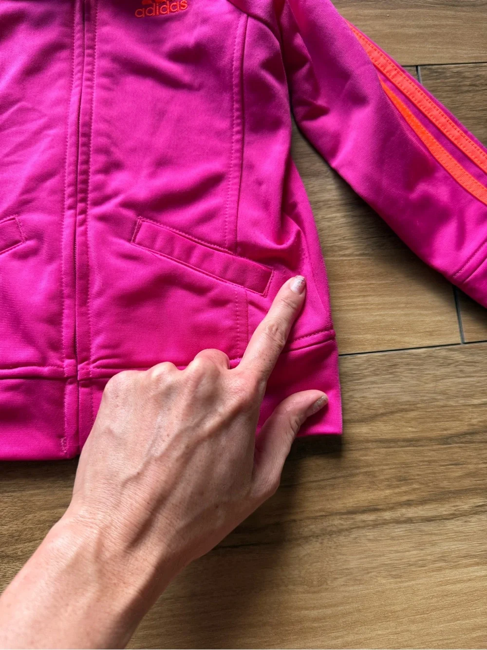 Adidas Toddler 2 Piece Tracksuit Set Pink Orange 18M Three Stripe Jacket Pants